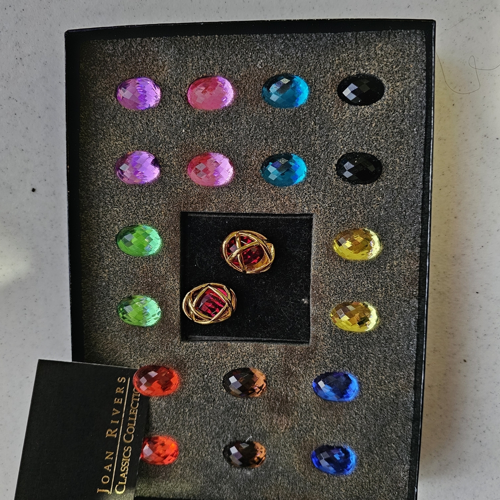 Joan Rivers Gold Earrings with Multicolor Stones